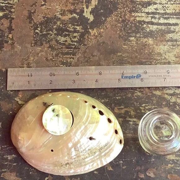 Antique / Vintage Mother of Pearl Abalone Ink Well - Picture 6 of 11